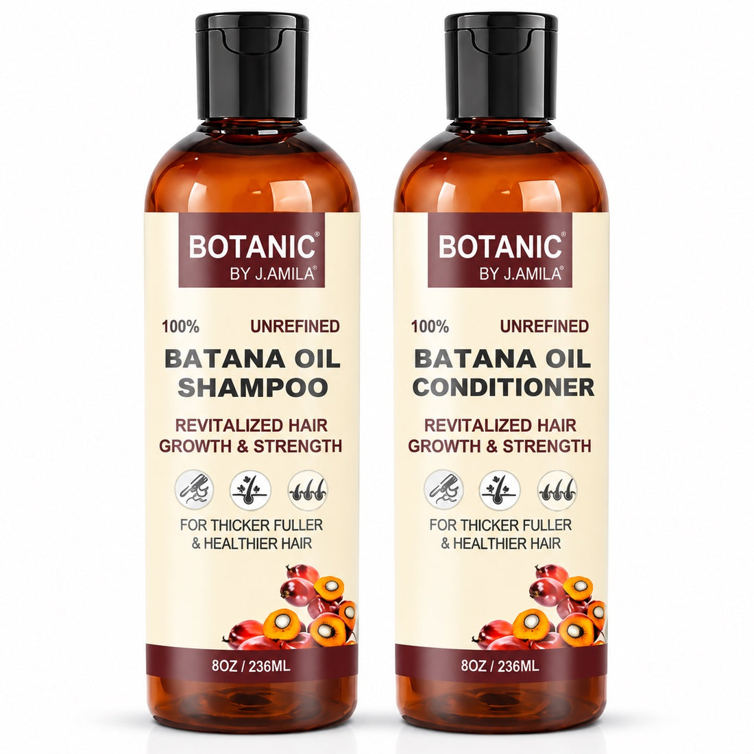 Botanic Hair Care 100% Unrefined Batana Oil Shampoo + Conditioner Bundle Complete Hair Care System 8oz