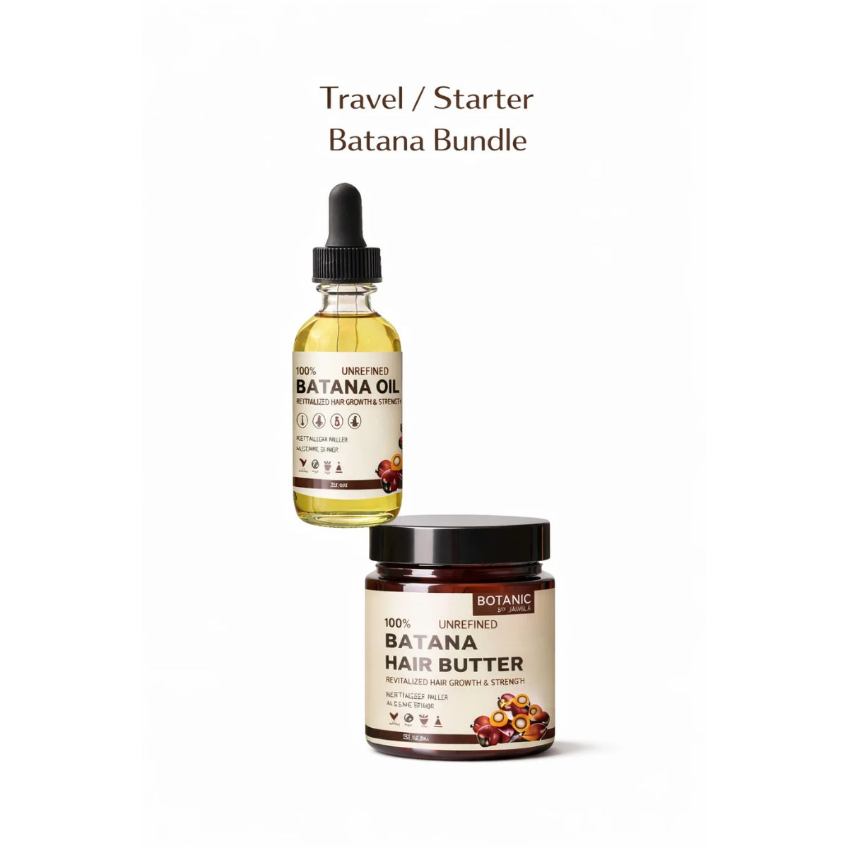 Botanic Hair Care 100% Unrefined Bundle Travel / Starter Batana Hair Care Bundle Growth Oil &amp; Hair Butter