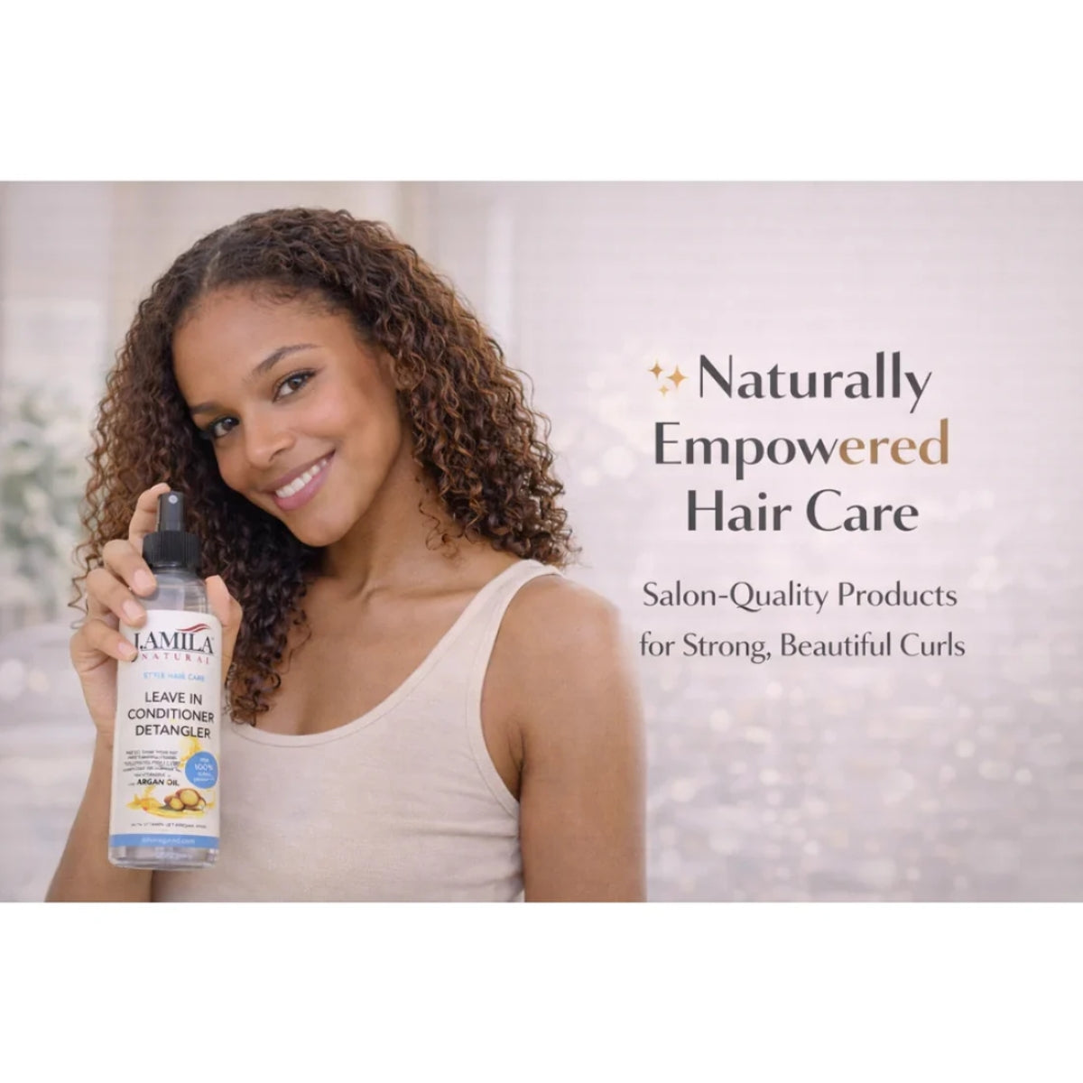 J. AMILA Natural Leave-In Conditioner &amp; Detangler with Vitamin E &amp; Argan Oil – Heat &amp; UV Protection for Natural, Wigs, Braids &amp; Synthetic Hair (8 oz)