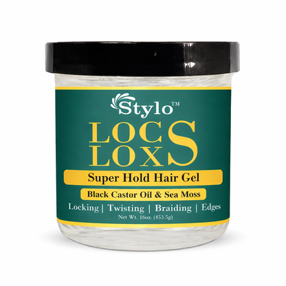 Stylo™ Locs Loxs Super Hold Hair Gel Locking, Twisting, Braiding &amp; Edges Hold Hair Gel  Black Castor Oil &amp; Sea Moss 16oz