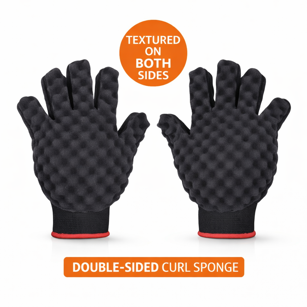 Sponge Brush Glove Double-Sided for Curls and Coils, Curling Sponge Glove for Men or Women 1pc