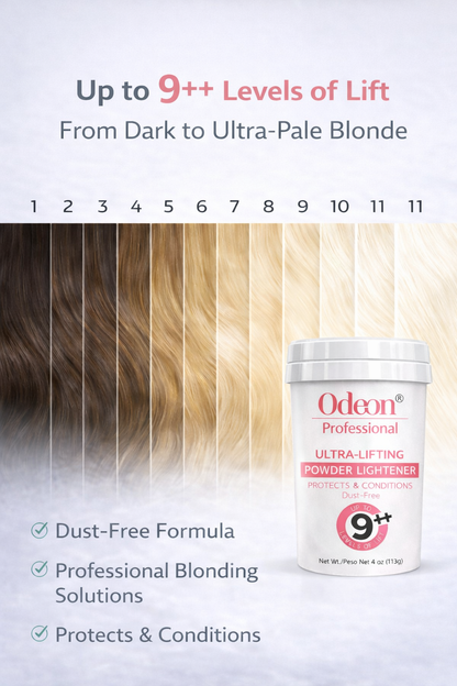 Odeon® Professional Ultra-Lifting Powder Lightener – Up to 9++ Levels 4oz Includes Mixing Bowl &amp; Dye Brush