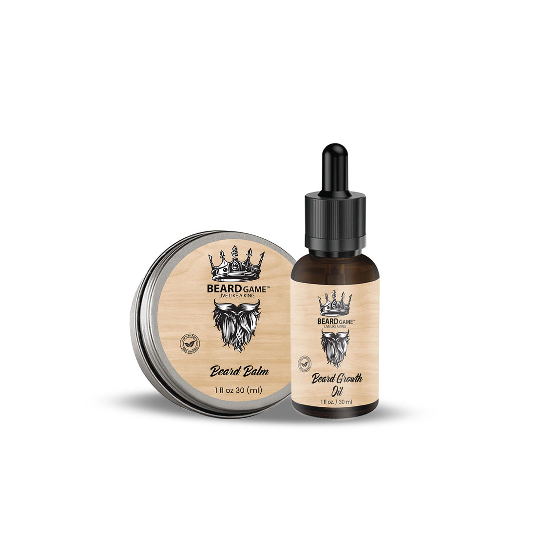 BeardGame Beard Balm &amp; Beard Growth Oil 1 Fl oz (30ml)