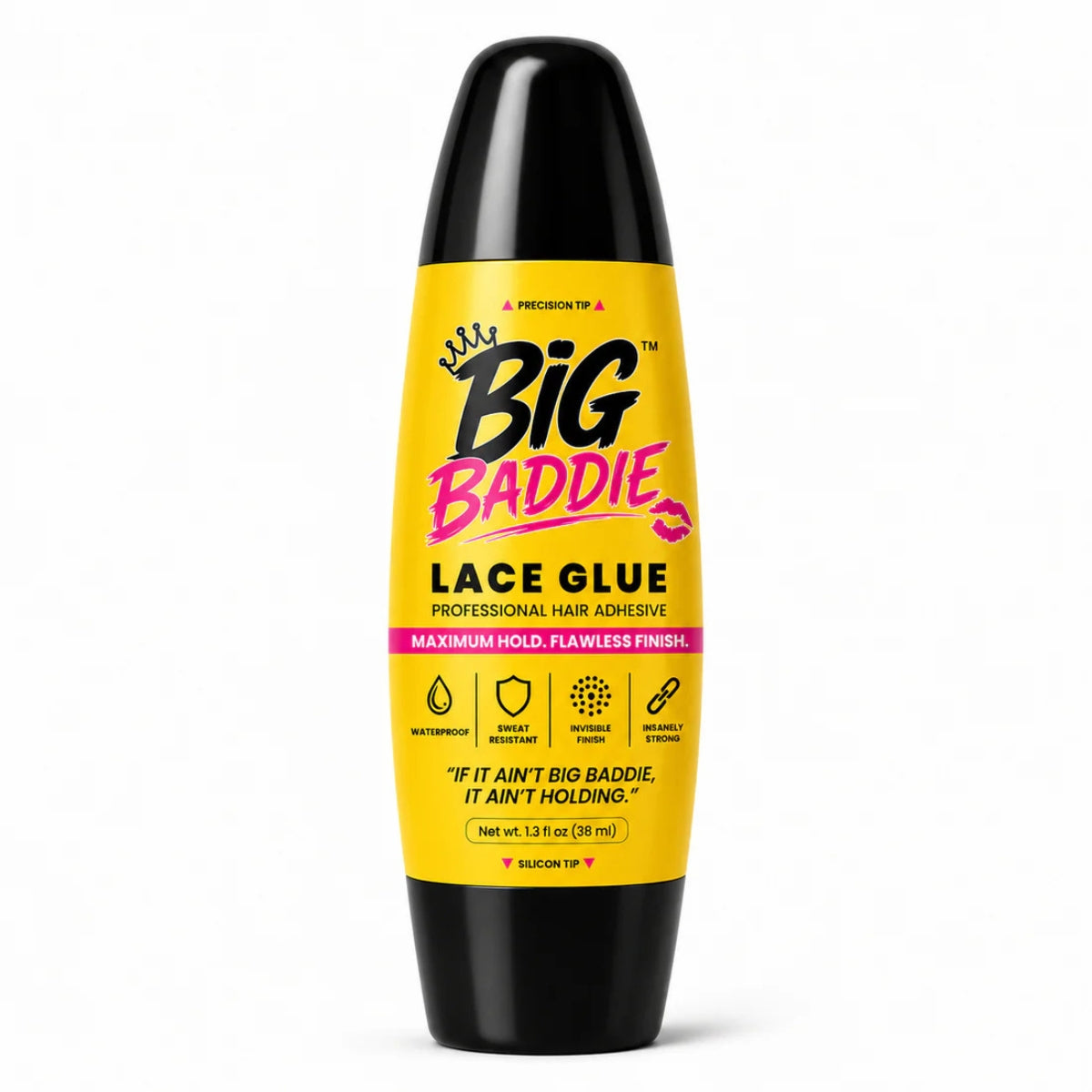 BIG BADDIE Lace Glue – Maximum Hold Waterproof Wig Adhesive with Precision &amp; Silicon Tip (1.3oz / 38mL)