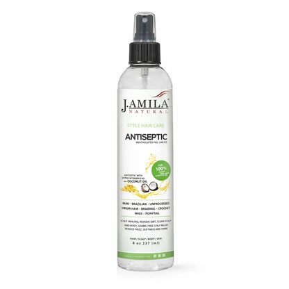 J. Amila Natural Antiseptic Spray with Coconut Oil – Mentholated Scalp Relief, Itch Control &amp; Scalp Detox for Wigs, Braids &amp; Natural Hair (8 oz / 237 ml)