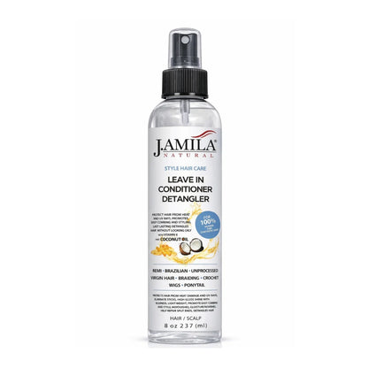 J. AMILA Natural Leave-In Conditioner &amp; Detangler with Vitamin E &amp; Coconut Oil – Heat &amp; UV Protection for Natural, Wigs, Braids &amp; Synthetic Hair (8 oz)