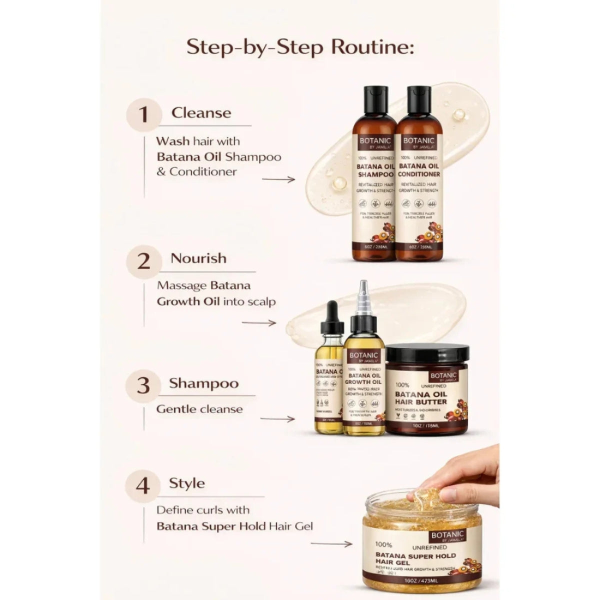 Botanic Hair care. 100% Unrefined Full Batana Hair Care Routine Line Products 100% Unrefined Batana Oil System