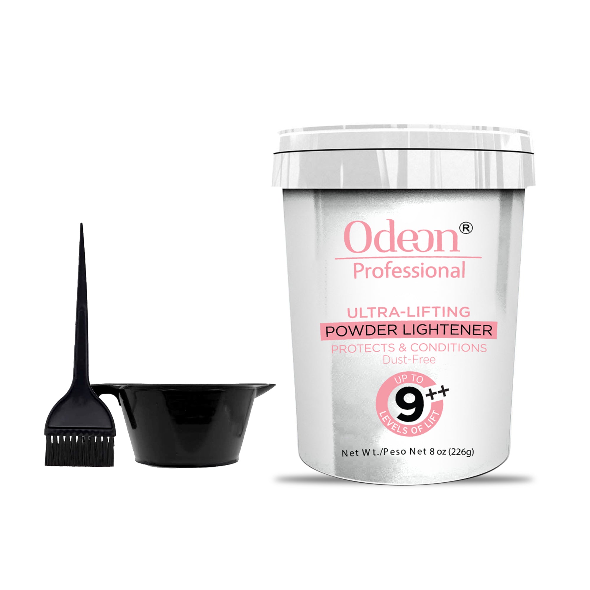 Odeon® Professional Ultra-Lifting Powder Lightener – Up to 9++ Levels 8oz Includes Mixing Bowl &amp; Dye Brush