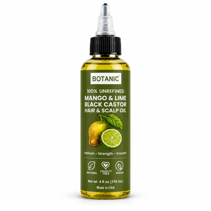 BOTANIC Mango &amp; Lime Black Castor Hair &amp; Scalp Oil – Refreshing Hair Growth Oil – 4 fl oz (118 mL)
