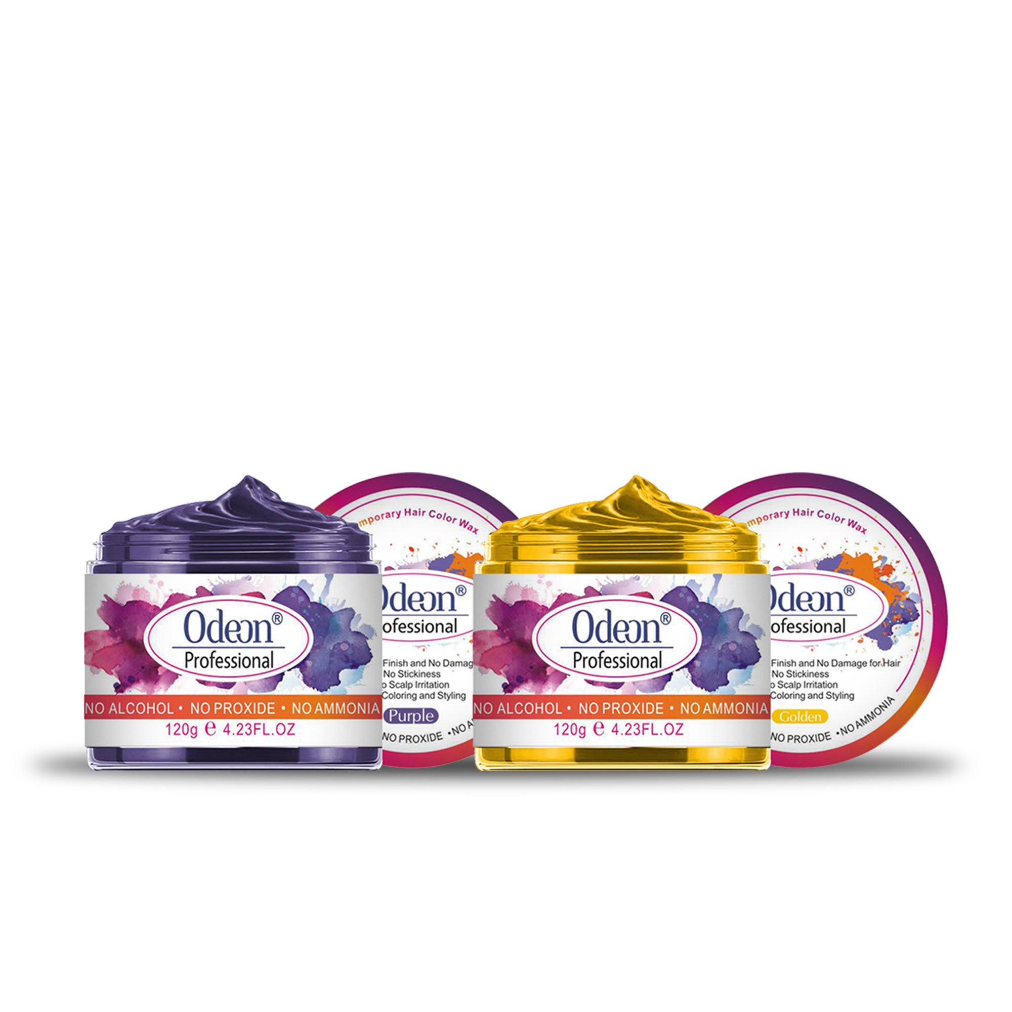 ODEON® HAIR COLOR WAX Purple &amp; Golden Pack of 2 (4.23oz)