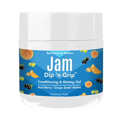 Jam Dip n Grip Conditioning &amp; Shining Gel Acai Berry/Grape Seed/Melon, Extreme Hold Hair Gel (4oz)