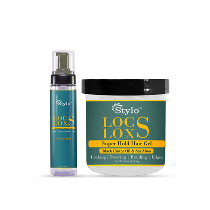 Stylo Locs Loxs Super Hold Hair Gel &amp;  Styling Foaming Lotion Black Castor Oil &amp; Sea Moss