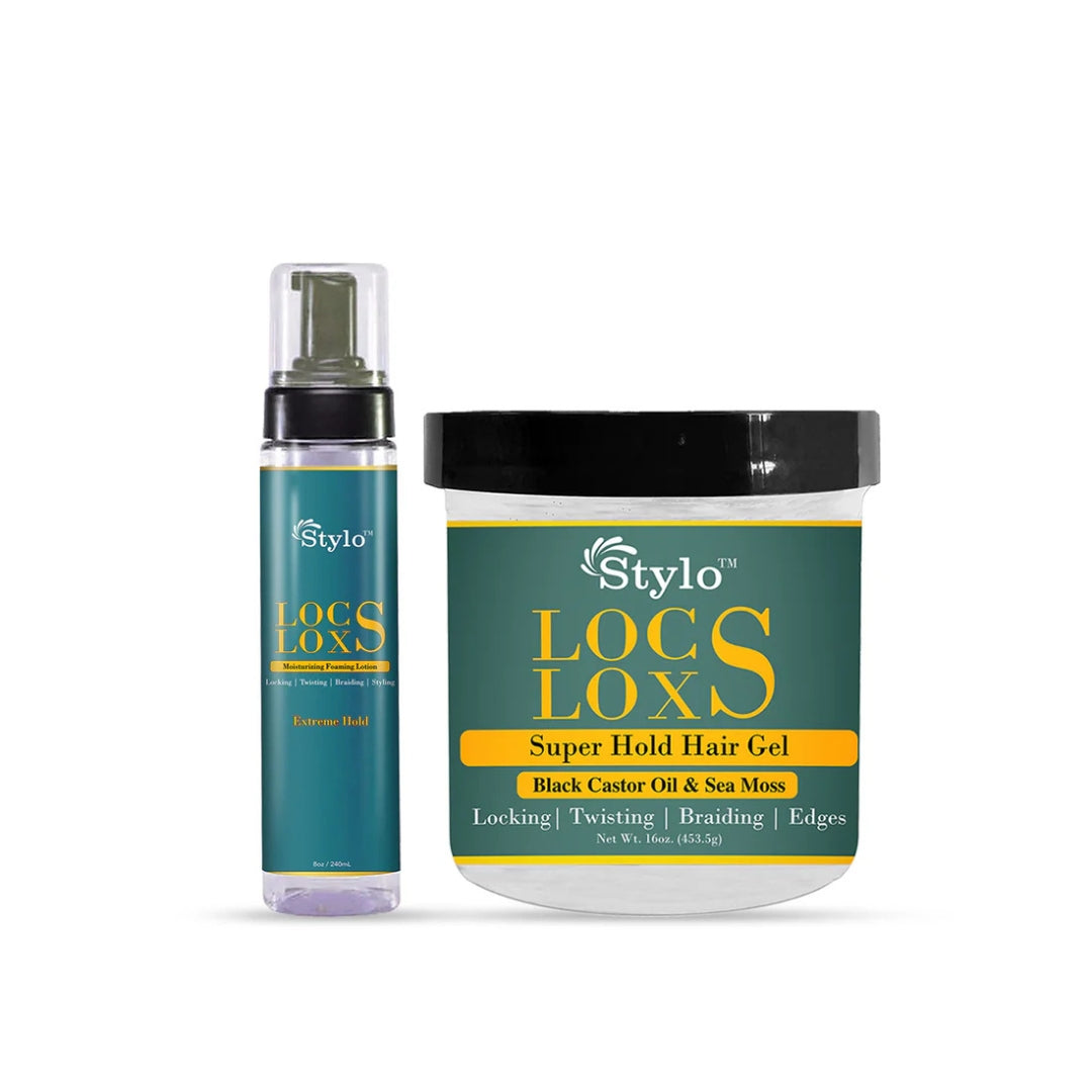 STYLO™ Locs Loxs Super Hold Hair Gel &amp;  Styling Foaming Lotion Black Castor Oil &amp; Sea Moss