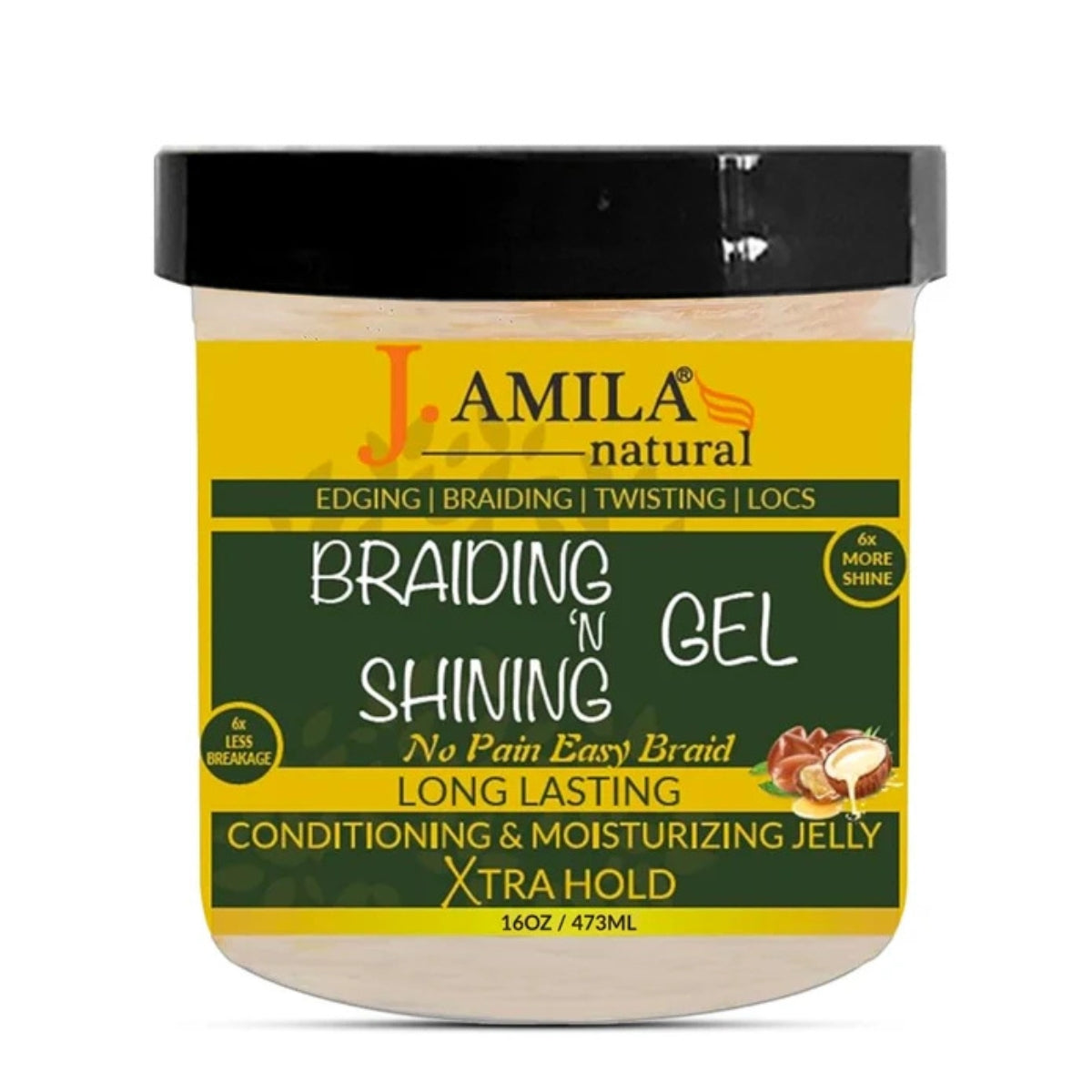 Jamila Natural Award-Winning Braiding ’N Shining Gel – Xtra Hold (16oz / 473ml)