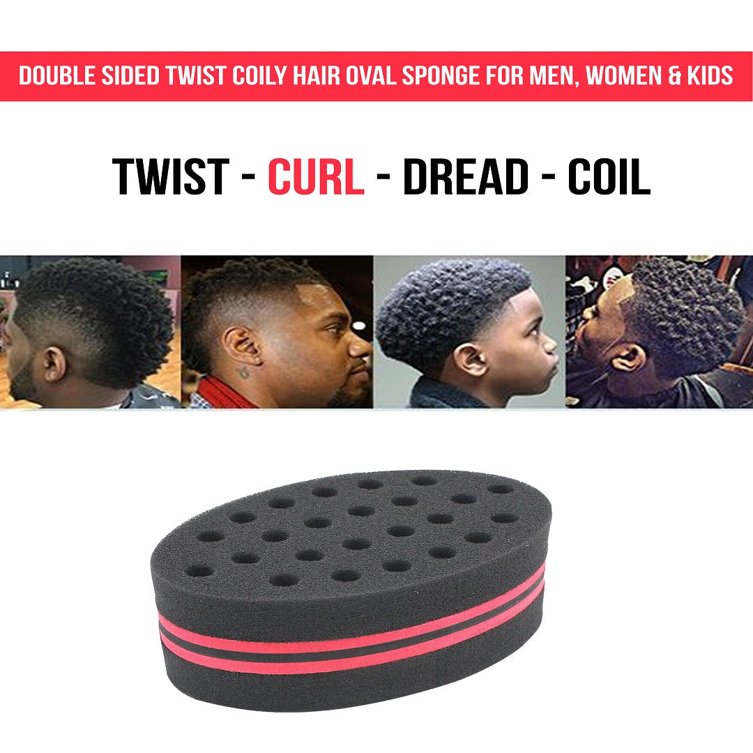 Double Sided Twist Coily Hair Oval Sponge for Men, Women &amp; Kids