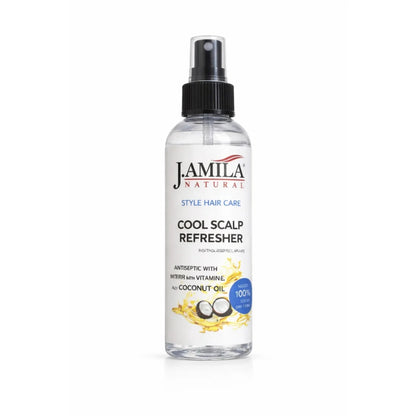 J. AMILA Natural Cool Scalp Refresher with Menthol, Myrrh, Vitamin E &amp; Coconut Oil – Cooling Scalp Spray for Braids, Wigs, Natural &amp; Synthetic Hair (8 oz)