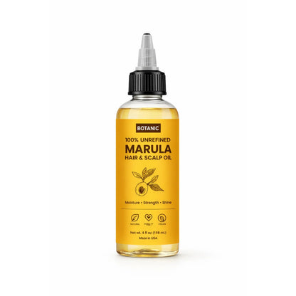 100% Unrefined Marula Hair &amp; Scalp Oil – Moisture, Strength &amp; Shine | Vegan, Cruelty-Free 4 fl oz (118 mL)