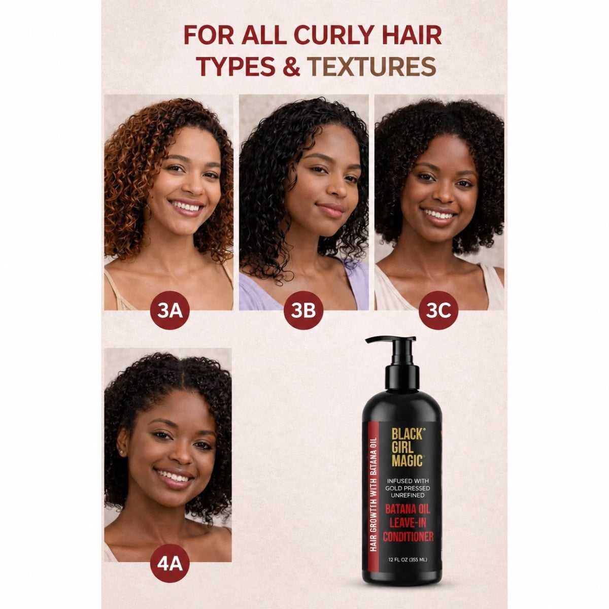 Black Girl Magic infused with gold press, unrefined Batana oil leave in conditioner 12 Oz