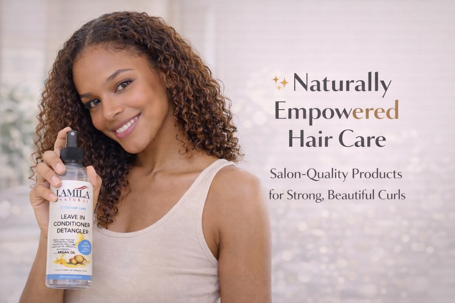 J. AMILA Natural Leave-In Conditioner &amp; Detangler with Vitamin E &amp; Argan Oil – Heat &amp; UV Protection for Natural, Wigs, Braids &amp; Synthetic Hair (8 oz)