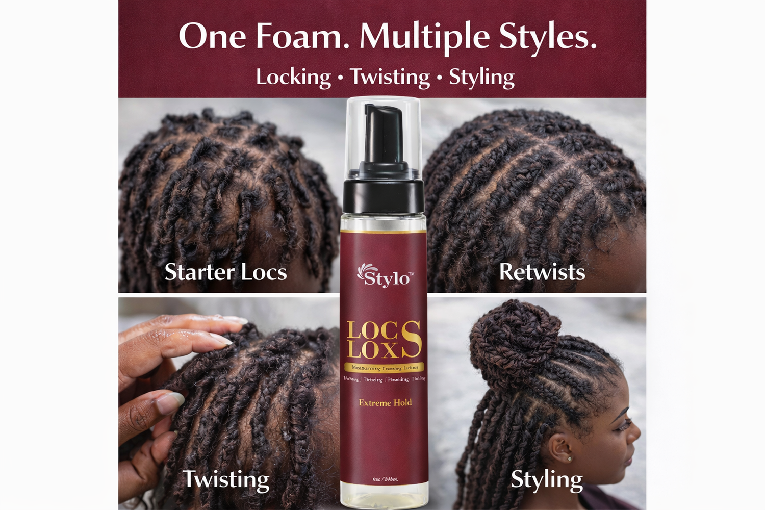 Stylo™ Locs Lox Moisturizing Hair Foaming Lotion Extreme Hold – 8oz / 240 mL