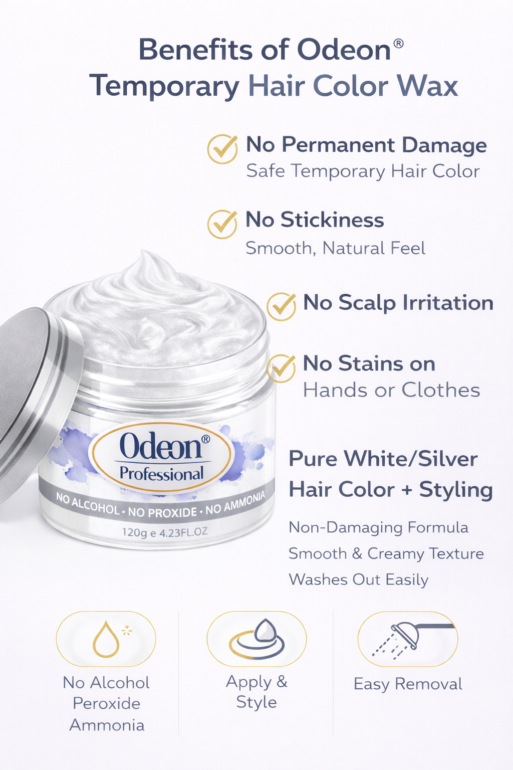 Odeon Professional Blonde Hair Color Wax – Temporary Hair Dye for Women &amp; Men | Washable, Natural Formula, Easy Styling (4.23oz)