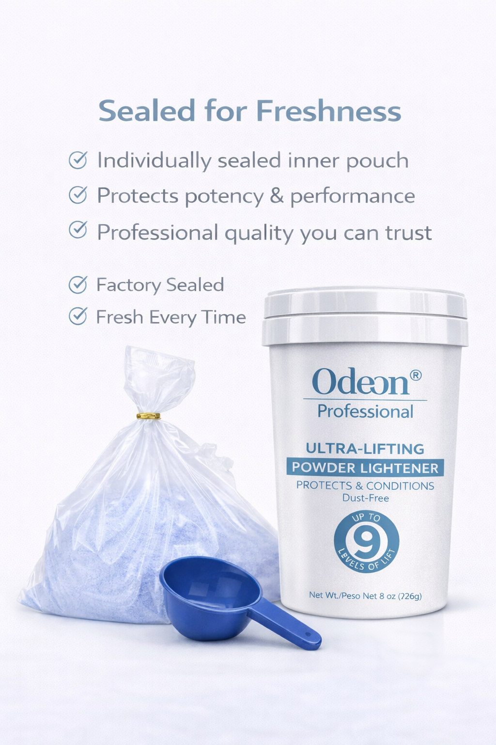 Odeon® Professional Ultra-Lifting Powder Lightener – Up to 9 Levels | Dust-Free | Includes Mixing Bowl &amp; Brush 8oz (226g)