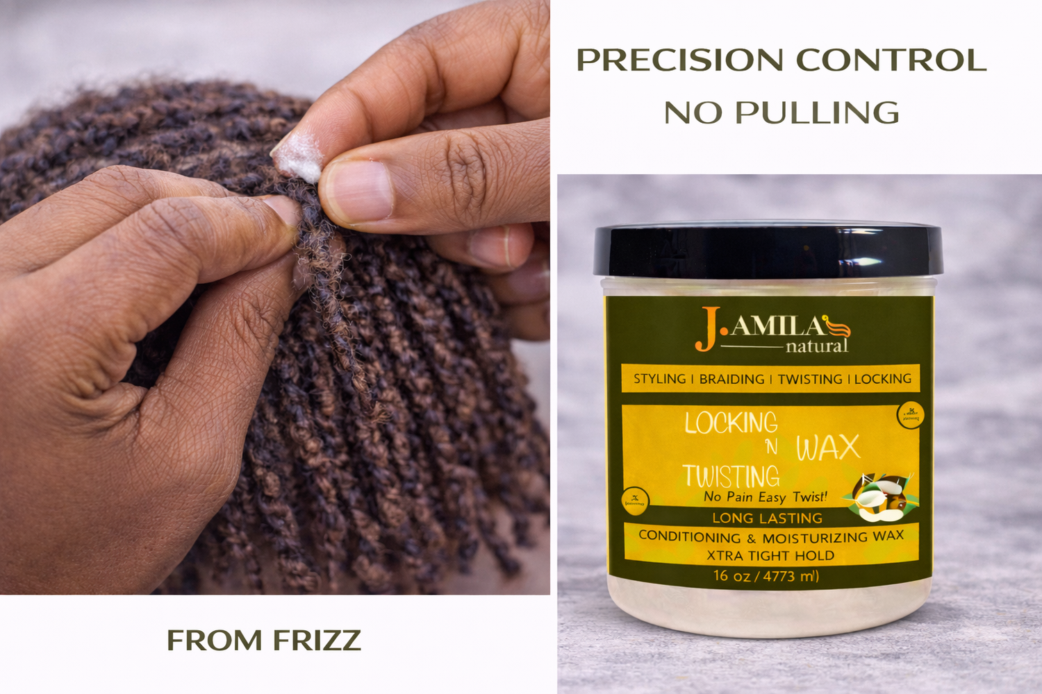 Jamila Natural Award-Winning– Xtra Tight Hold Twisting ‘N Locking Wax (16oz / 473ml)