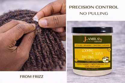 Jamila Natural Award-Winning– Xtra Tight Hold Twisting ‘N Locking Wax (16oz / 473ml)