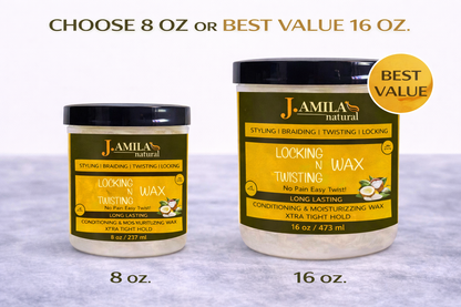 Jamila Natural Award-Winning– Xtra Tight Hold Twisting ‘N Locking Wax (16oz / 473ml)