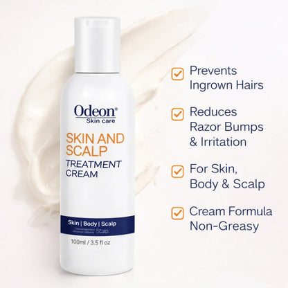 Odeon® Skin &amp; Scalp Treatment Cream – Ingrown Hair &amp; Razor Bump Solution (3.5 oz / 100ml)