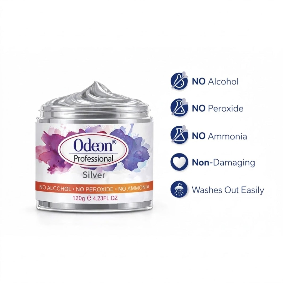 Odeon Professional Silver Hair Color Wax – Temporary Hair Dye for Women &amp; Men | Washable, Natural Ingredients, Easy Styling (4.23oz)