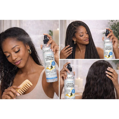 J. AMILA Natural Leave-In Conditioner &amp; Detangler Spray with Vitamin E &amp; Olive Oil – Heat &amp; UV Protection for Wigs, Braids, Natural &amp; Synthetic Hair (8 oz)