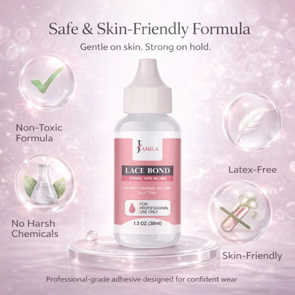 J.AMILA® Professional Lace Bond Strong, Safe, Reliable Hair Adhesive Water and Oil Resistant for Invisible Wig Bonding 1.3 oz 38ml