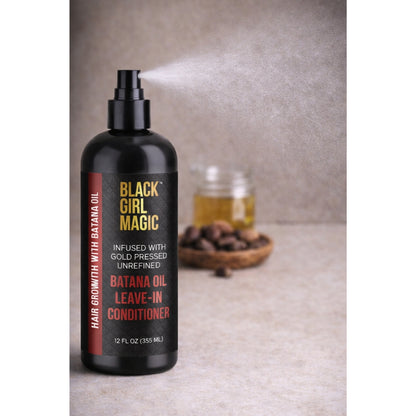 Black Girl Magic infused with gold press, unrefined Batana oil leave in conditioner 12 Oz