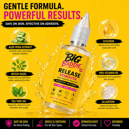 BIG BADDIE Release Remover – Fast-Acting Lace Adhesive Remover for Wigs, Gentle &amp; Residue-Free Formula (1.0oz / 30mL)
