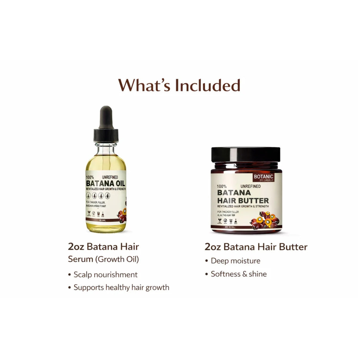 Botanic Hair Care 100% Unrefined Bundle Travel / Starter Batana Hair Care Bundle Growth Oil &amp; Hair Butter