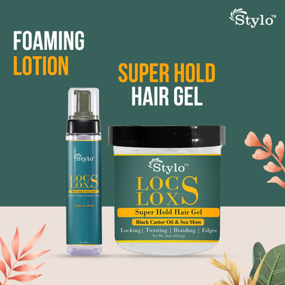 STYLO™ Locs Loxs Super Hold Hair Gel &amp;  Styling Foaming Lotion Black Castor Oil &amp; Sea Moss