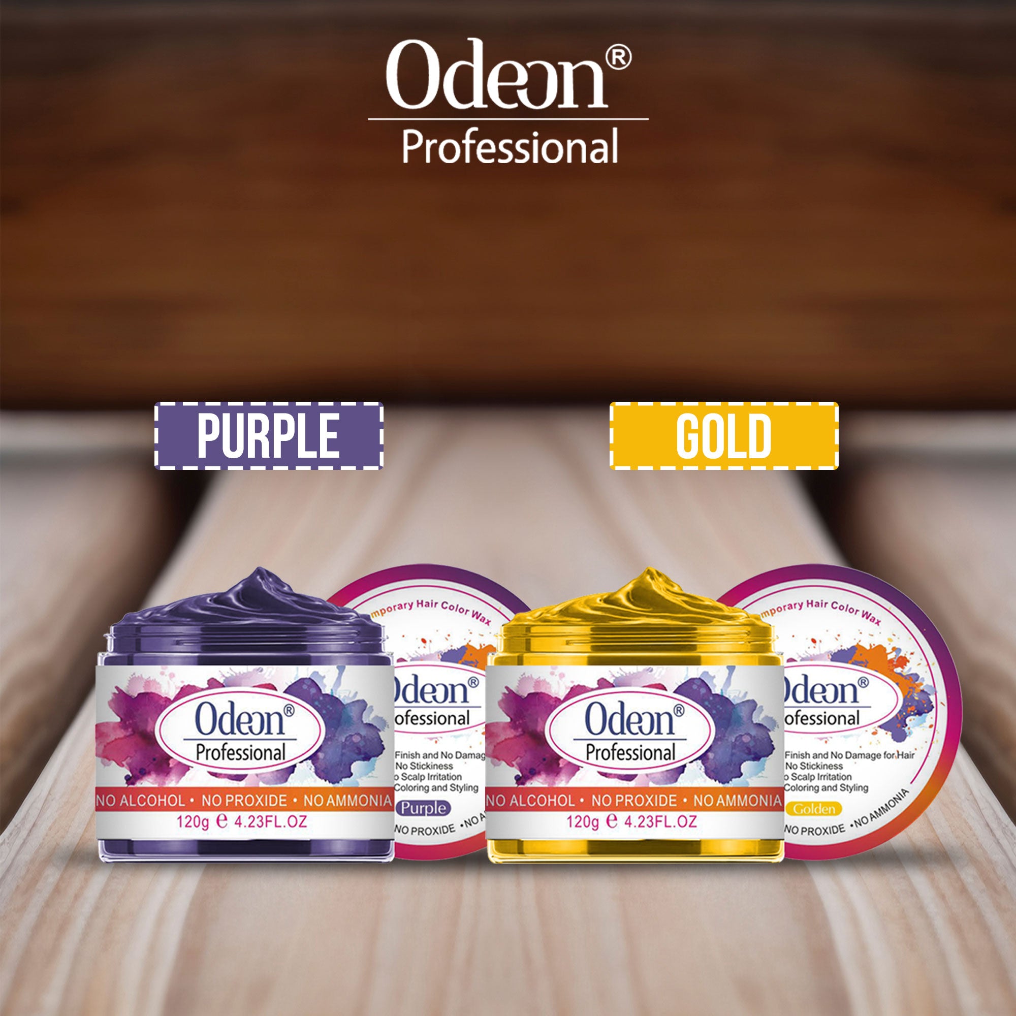 ODEON® Professional HAIR COLOR WAX Purple &amp; Golden Pack of 2 (4.23oz)