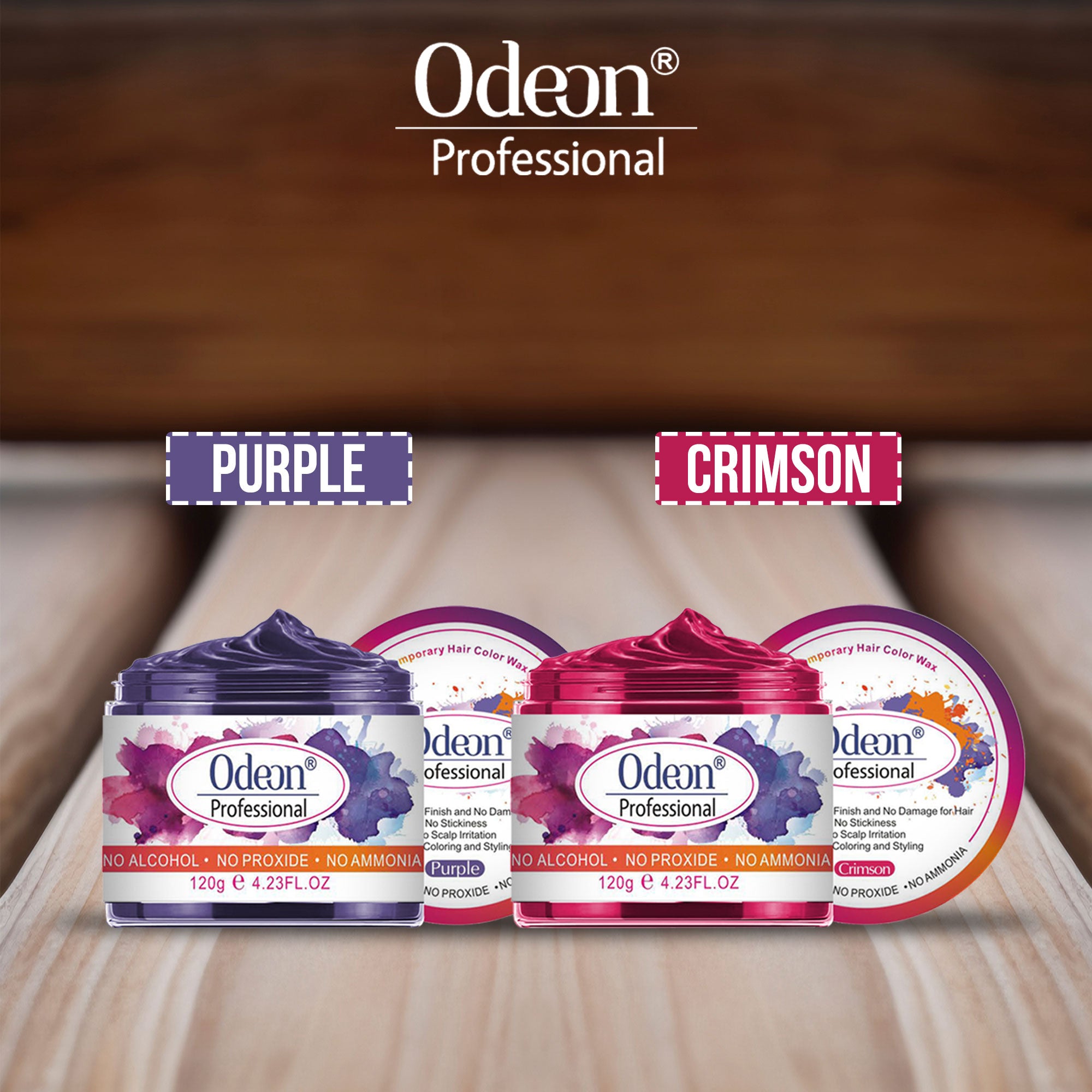 ODEON® Professional  HAIR COLOR WAX Purple &amp; Crimson Pack of 2 (4.23oz)