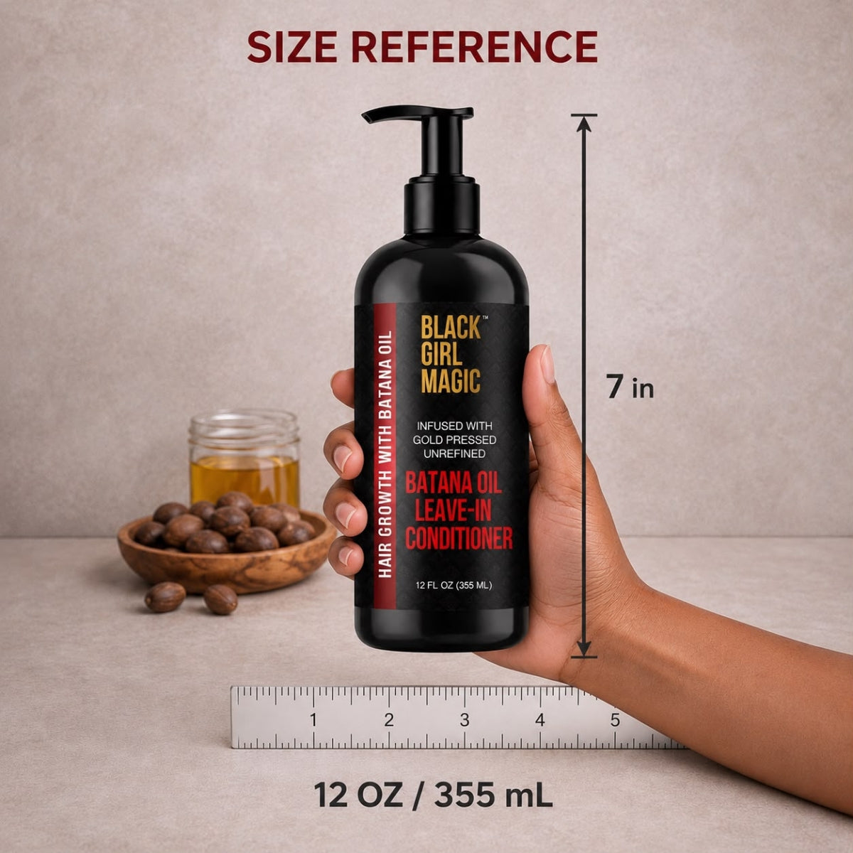 Black Girl Magic infused with gold press, unrefined Batana oil leave in conditioner 12 Oz