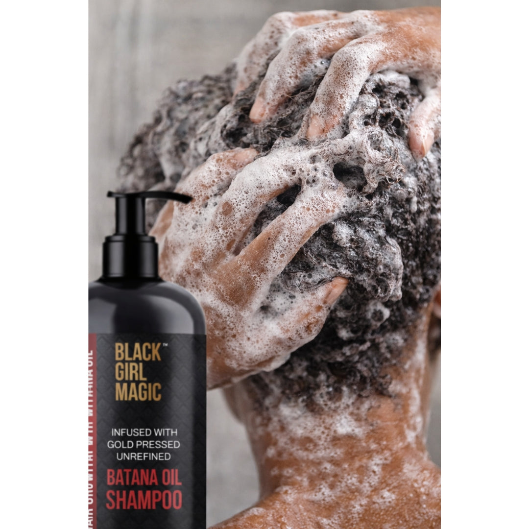 Black Girl Magic infused with gold pressed unrefined Batana hair oil shampoo, 12 Oz