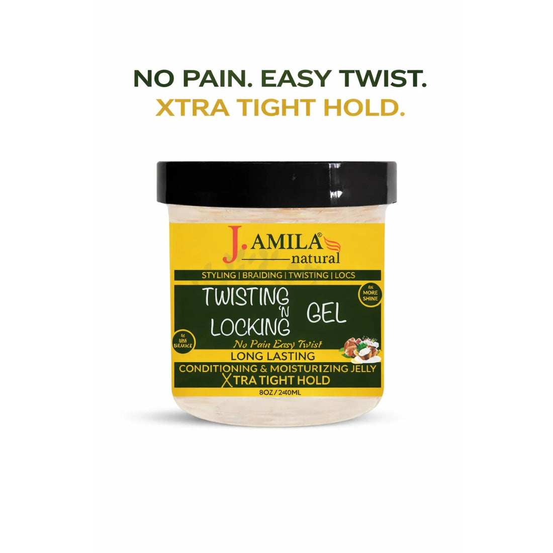 J. Amila Natural Award-Winning– Xtra Hold Twisting ‘N Locking Gel (8oz / 240ml)