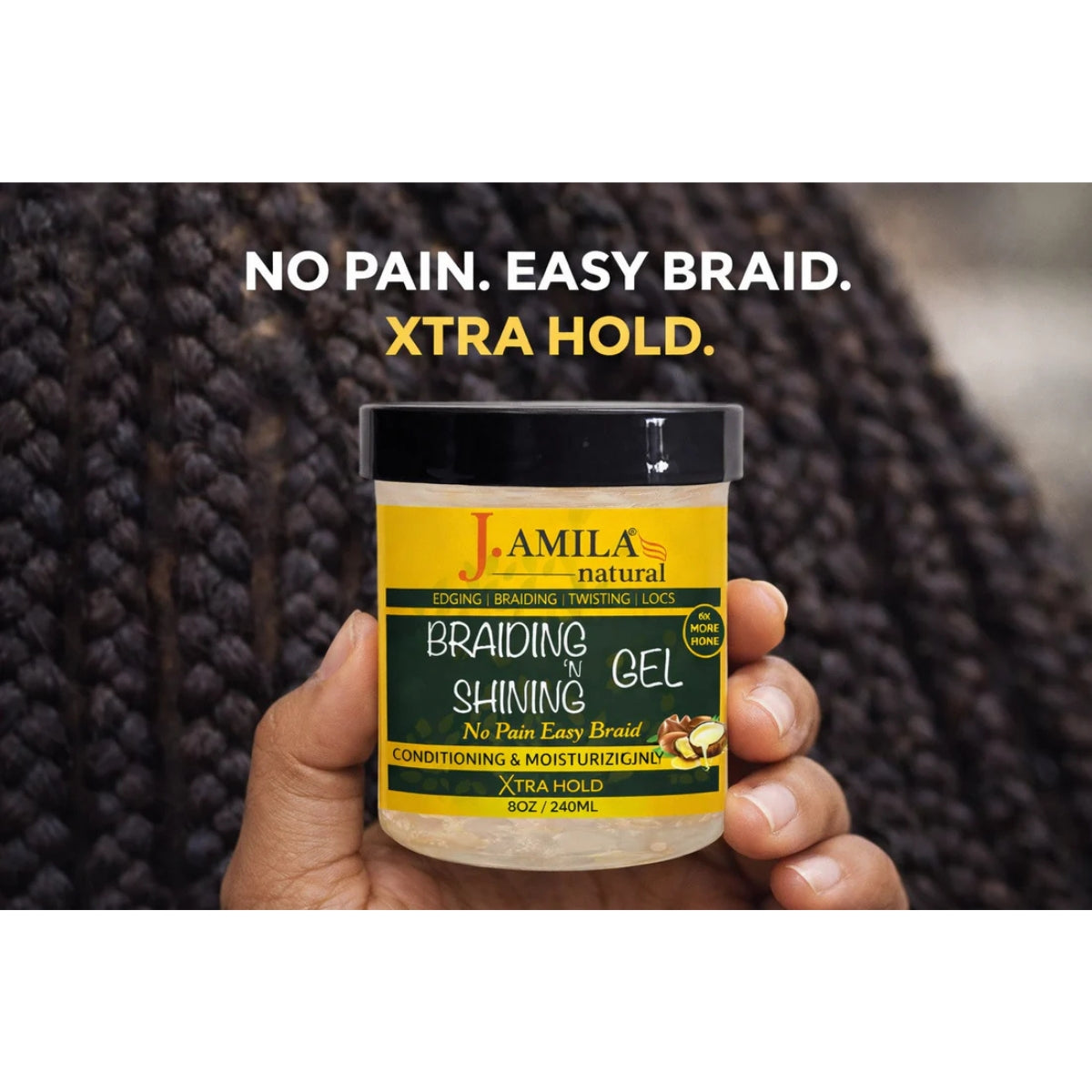 Jamila Natural Award-Winning Braiding ’N Shining Gel – Xtra Hold (8oz / 240ml)