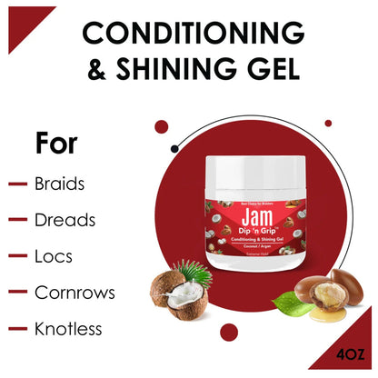 Dip n Grip Jam Strawberry, Lemon &amp; Orange Conditioning &amp; Shining Hair Gel Extreme Hold (4oz)