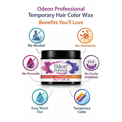 Odeon Professional Black Hair Color Wax, Temporary Hair Dye for Women &amp; Men (4.23oz)