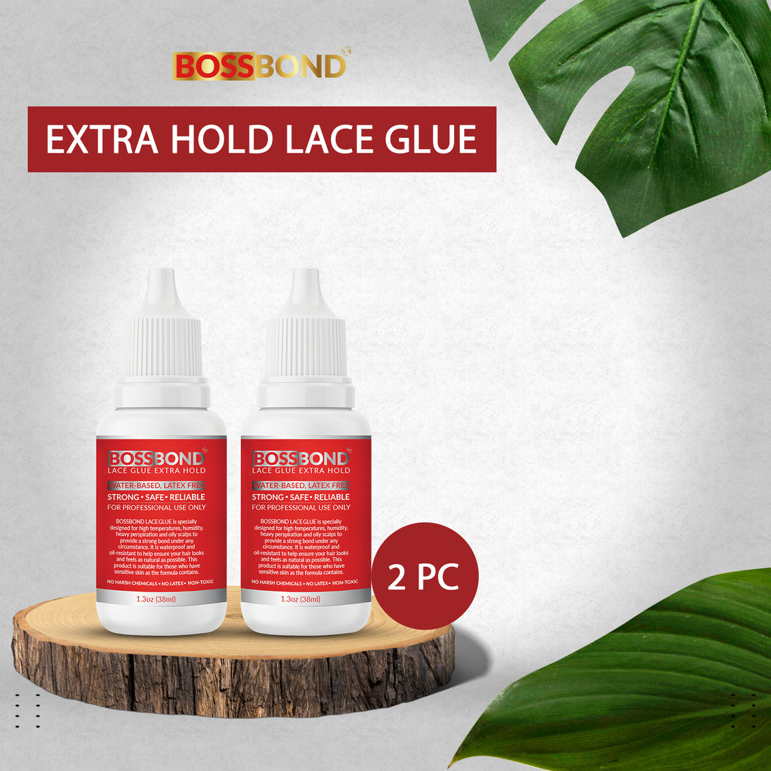 BOSSBOND Extra Hod Lace Glue Pack of 2 (1.3 Fl oz)