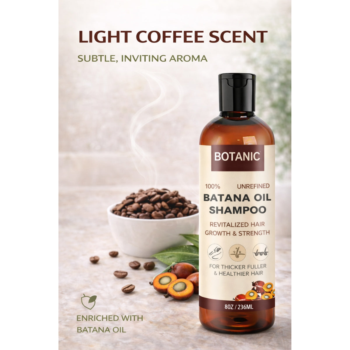 Botanic 100% Unrefined Batana Oil Shampoo – For Thicker, Fuller &amp; Healthier Hair 8 oz
