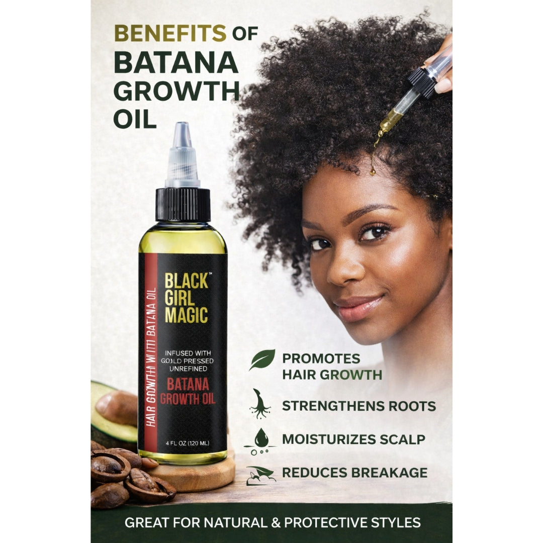 Black Girl Magic infused with gold press Unrefined Batana growth hair oil 4 Oz