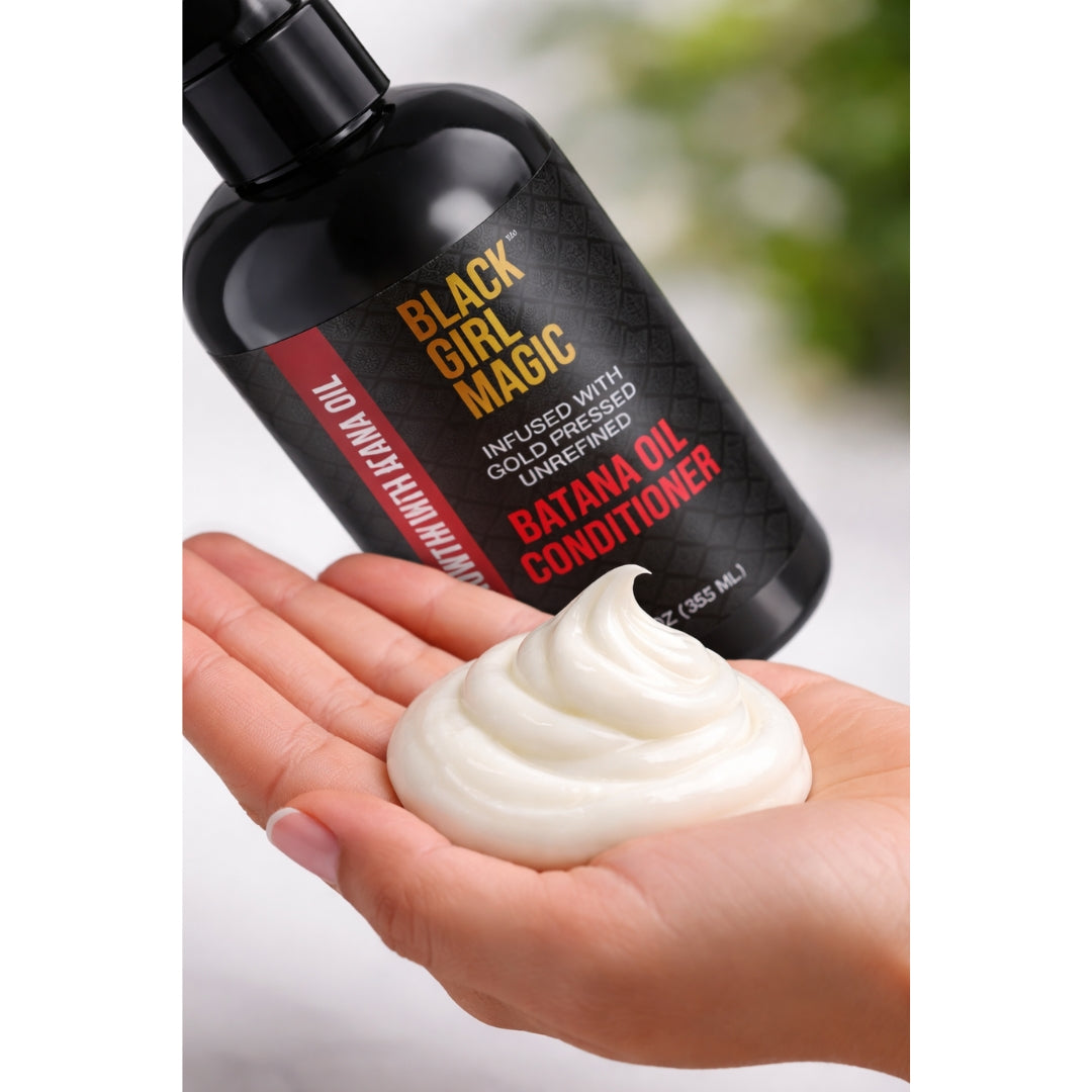 Black Girl Magic infused with Gold press, unrefined, Batana Hair Growth oil conditioner 12oz