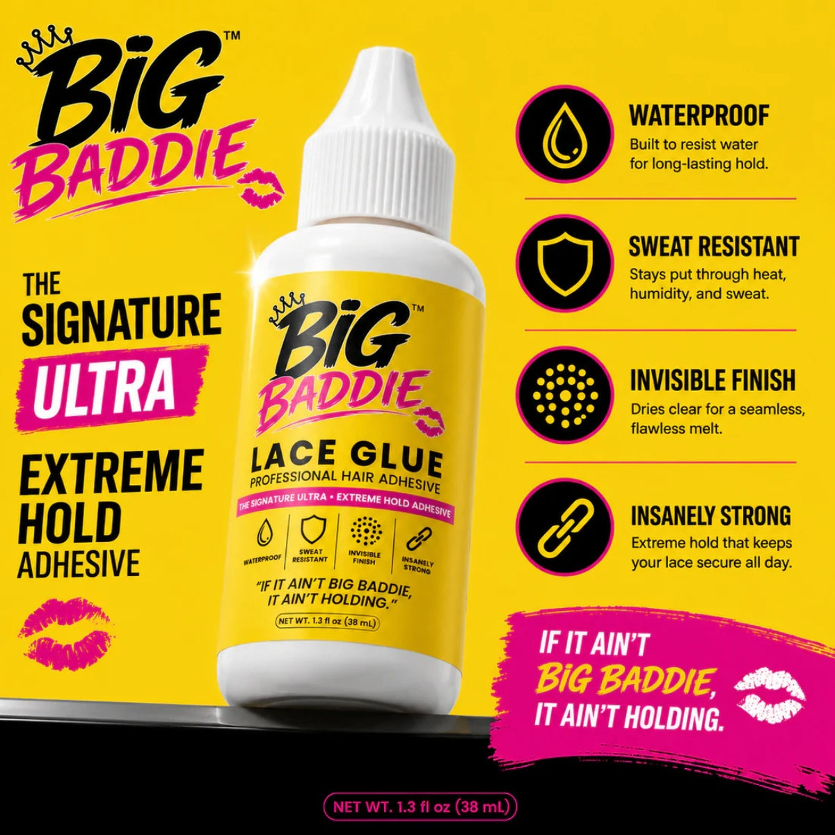 BIG BADDIE Lace Glue – Extreme Hold Waterproof Wig Adhesive (1.3oz / 38mL)